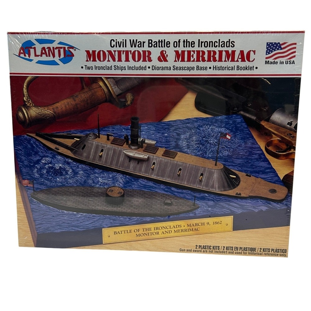 Civil War Battle of Ironclads Monitor Merrimac Atlantis Plastic Model Kit - NEW